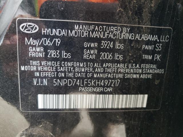 Photo 9 VIN: 5NPD74LF5KH497217 - HYUNDAI ELANTRA SE 