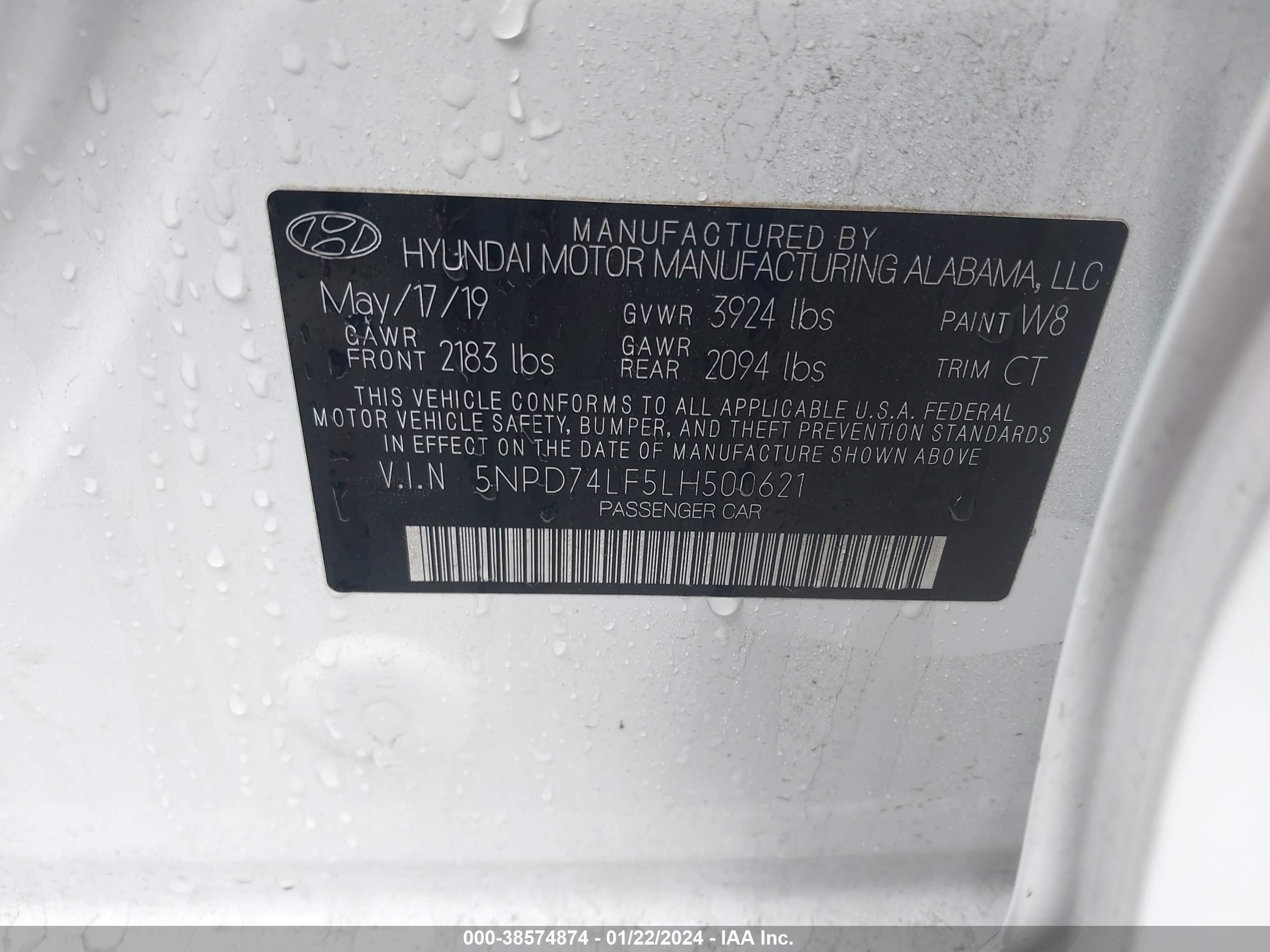 Photo 8 VIN: 5NPD74LF5LH500621 - HYUNDAI ELANTRA 