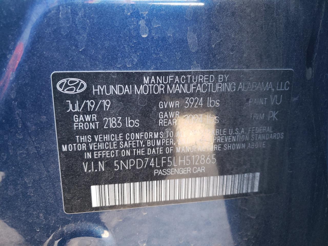 Photo 12 VIN: 5NPD74LF5LH512865 - HYUNDAI ELANTRA 