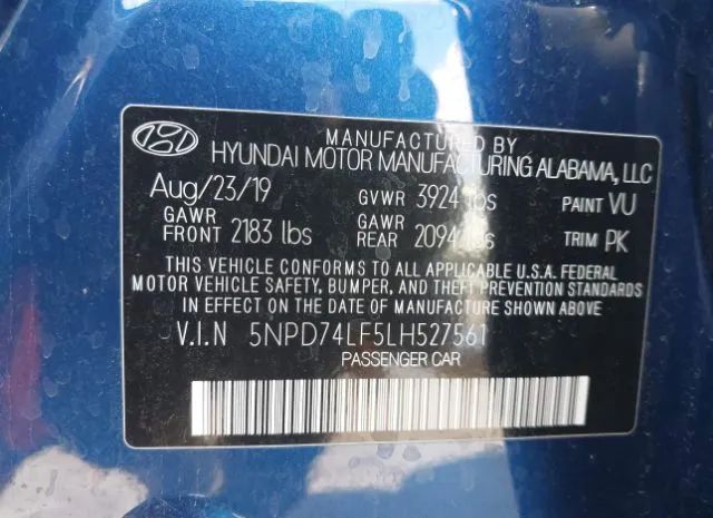 Photo 8 VIN: 5NPD74LF5LH527561 - HYUNDAI ELANTRA 