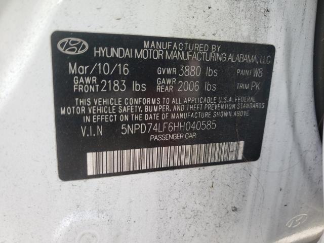 Photo 9 VIN: 5NPD74LF6HH040585 - HYUNDAI ELANTRA SE 