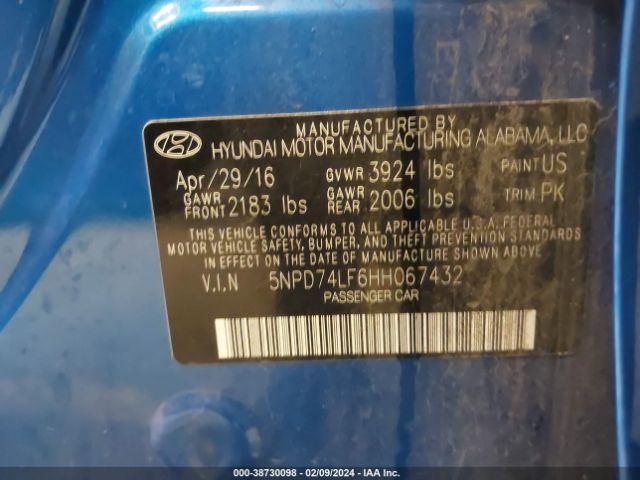 Photo 8 VIN: 5NPD74LF6HH067432 - HYUNDAI ELANTRA 