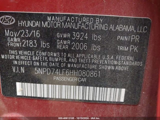 Photo 8 VIN: 5NPD74LF6HH080861 - HYUNDAI ELANTRA 