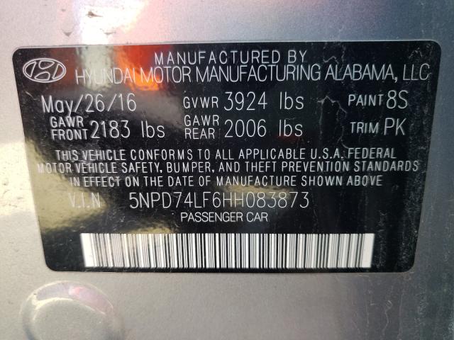 Photo 9 VIN: 5NPD74LF6HH083873 - HYUNDAI ELANTRA SE 