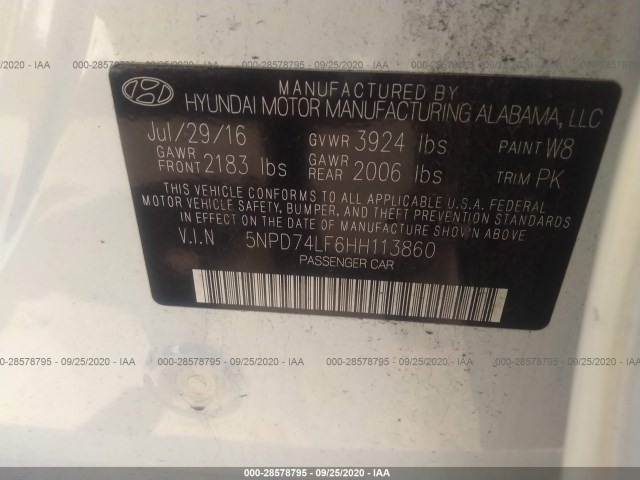 Photo 8 VIN: 5NPD74LF6HH113860 - HYUNDAI ELANTRA 