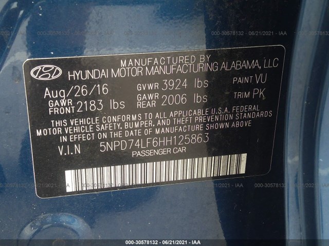 Photo 8 VIN: 5NPD74LF6HH125863 - HYUNDAI ELANTRA 