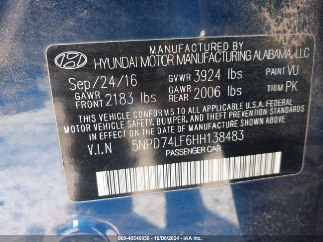 Photo 8 VIN: 5NPD74LF6HH138483 - HYUNDAI ELANTRA 