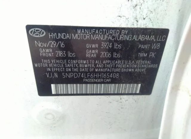 Photo 8 VIN: 5NPD74LF6HH165408 - HYUNDAI ELANTRA 