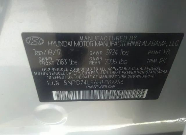 Photo 8 VIN: 5NPD74LF6HH182256 - HYUNDAI ELANTRA 