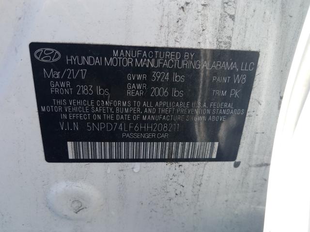 Photo 9 VIN: 5NPD74LF6HH208211 - HYUNDAI ELANTRA SE 