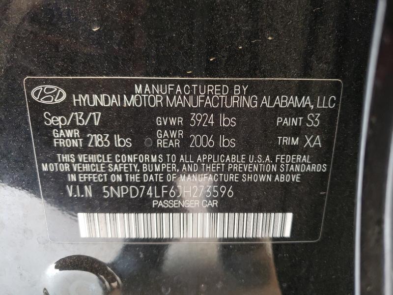 Photo 9 VIN: 5NPD74LF6JH273596 - HYUNDAI ELANTRA SE 