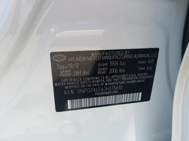 Photo 9 VIN: 5NPD74LF6JH275610 - HYUNDAI ELANTRA SE 