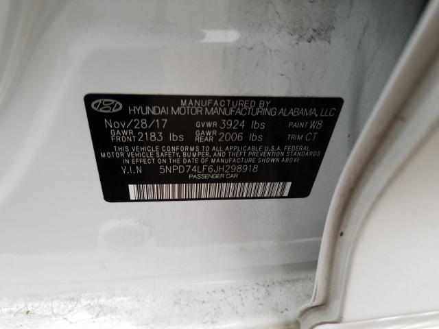 Photo 9 VIN: 5NPD74LF6JH298918 - HYUNDAI ELANTRA SE 