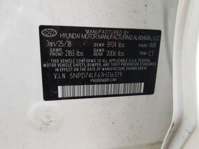 Photo 9 VIN: 5NPD74LF6JH316379 - HYUNDAI ELANTRA 