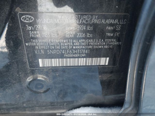 Photo 8 VIN: 5NPD74LF6JH317841 - HYUNDAI ELANTRA 