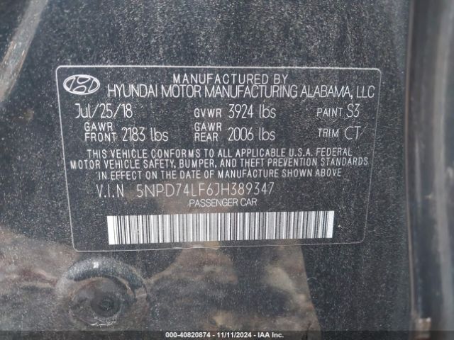 Photo 8 VIN: 5NPD74LF6JH389347 - HYUNDAI ELANTRA 