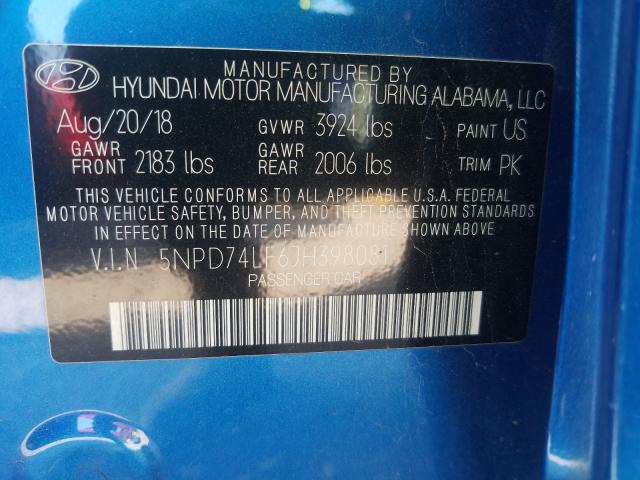 Photo 9 VIN: 5NPD74LF6JH398081 - HYUNDAI ELANTRA SE 