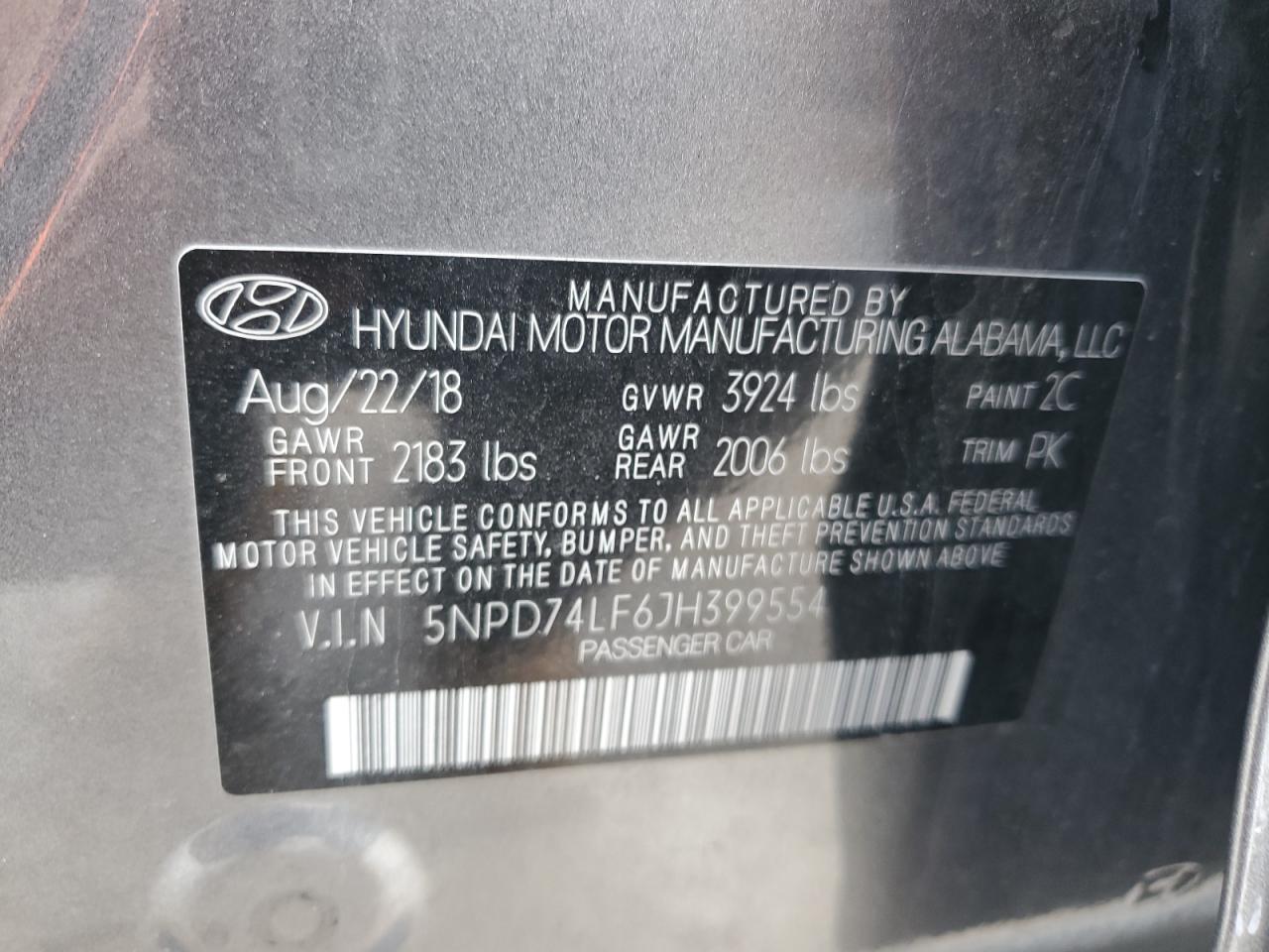 Photo 11 VIN: 5NPD74LF6JH399554 - HYUNDAI ELANTRA 