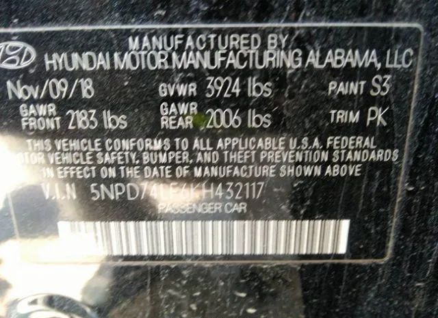 Photo 8 VIN: 5NPD74LF6KH432117 - HYUNDAI ELANTRA 