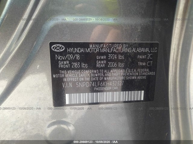 Photo 8 VIN: 5NPD74LF6KH432327 - HYUNDAI ELANTRA 