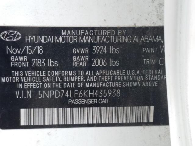 Photo 9 VIN: 5NPD74LF6KH435938 - HYUNDAI ELANTRA SE 