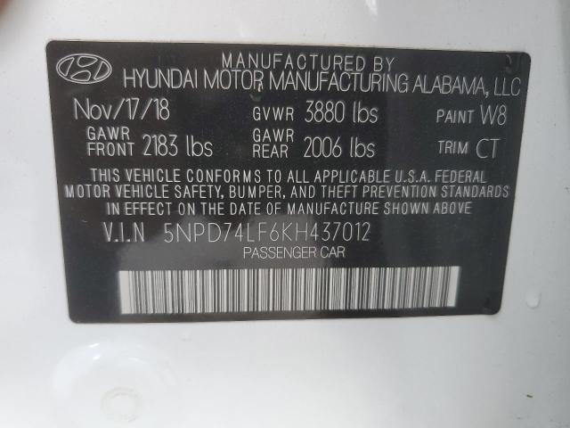 Photo 11 VIN: 5NPD74LF6KH437012 - HYUNDAI ELANTRA SE 