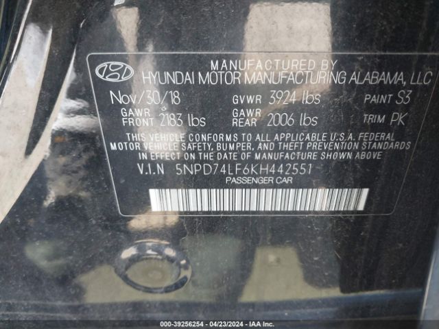 Photo 8 VIN: 5NPD74LF6KH442551 - HYUNDAI ELANTRA 