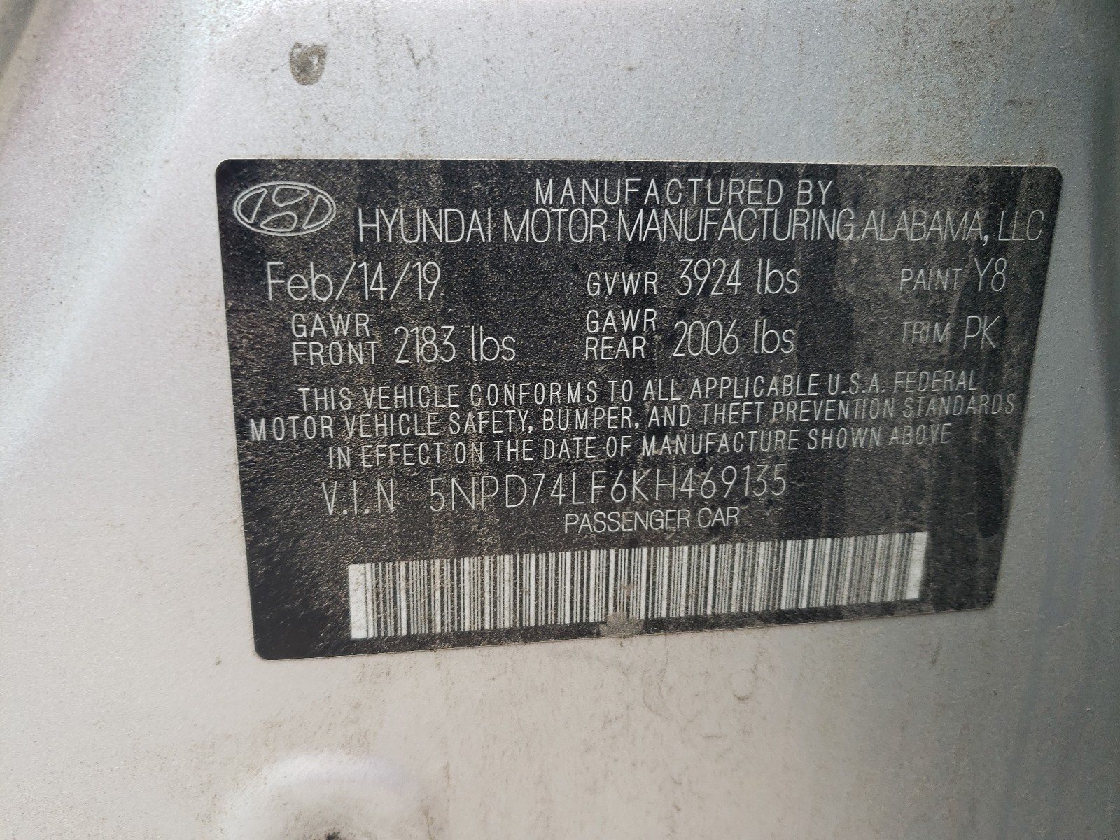 Photo 9 VIN: 5NPD74LF6KH469135 - HYUNDAI ELANTRA SE 