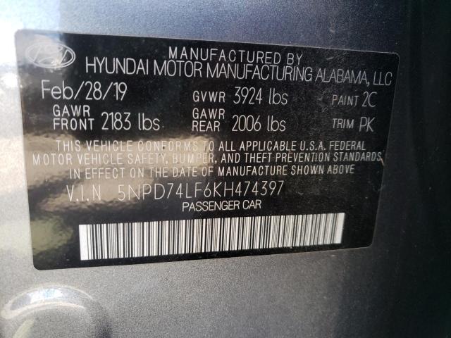 Photo 9 VIN: 5NPD74LF6KH474397 - HYUNDAI ELANTRA SE 