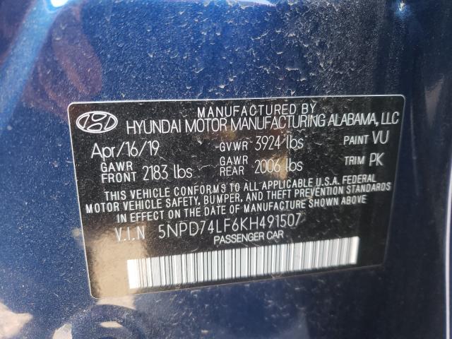 Photo 9 VIN: 5NPD74LF6KH491507 - HYUNDAI ELANTRA SE 