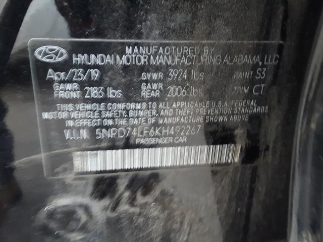 Photo 9 VIN: 5NPD74LF6KH492267 - HYUNDAI ELANTRA SE 