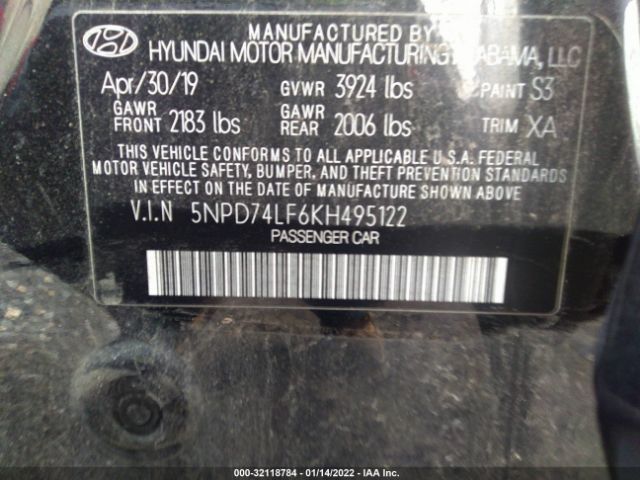 Photo 8 VIN: 5NPD74LF6KH495122 - HYUNDAI ELANTRA 