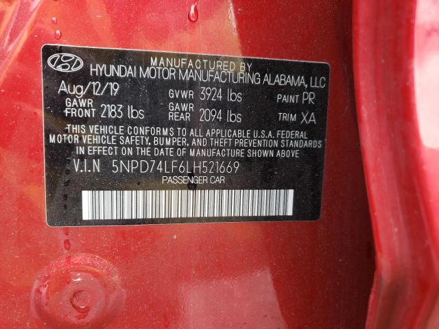 Photo 11 VIN: 5NPD74LF6LH521669 - HYUNDAI ELANTRA SE 