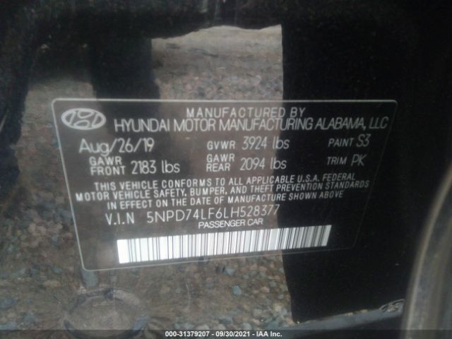 Photo 8 VIN: 5NPD74LF6LH528377 - HYUNDAI ELANTRA 