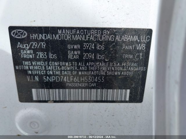 Photo 8 VIN: 5NPD74LF6LH530453 - HYUNDAI ELANTRA 