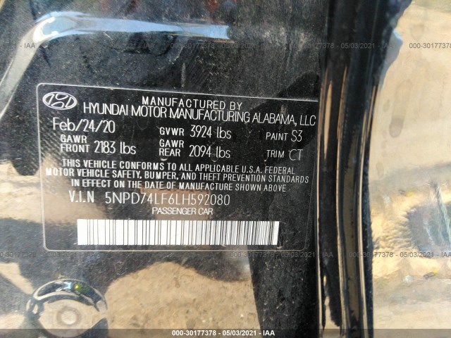 Photo 8 VIN: 5NPD74LF6LH592080 - HYUNDAI ELANTRA 