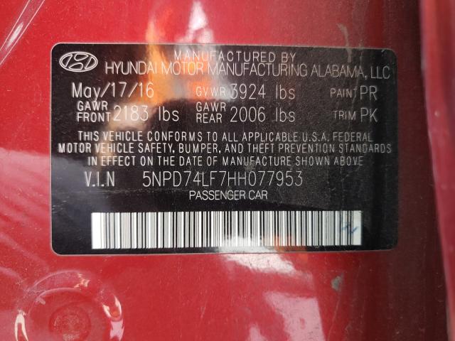 Photo 9 VIN: 5NPD74LF7HH077953 - HYUNDAI ELANTRA SE 