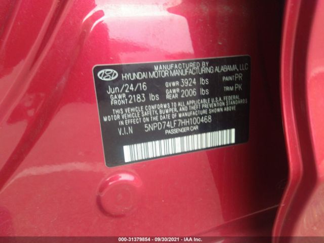 Photo 8 VIN: 5NPD74LF7HH100468 - HYUNDAI ELANTRA 