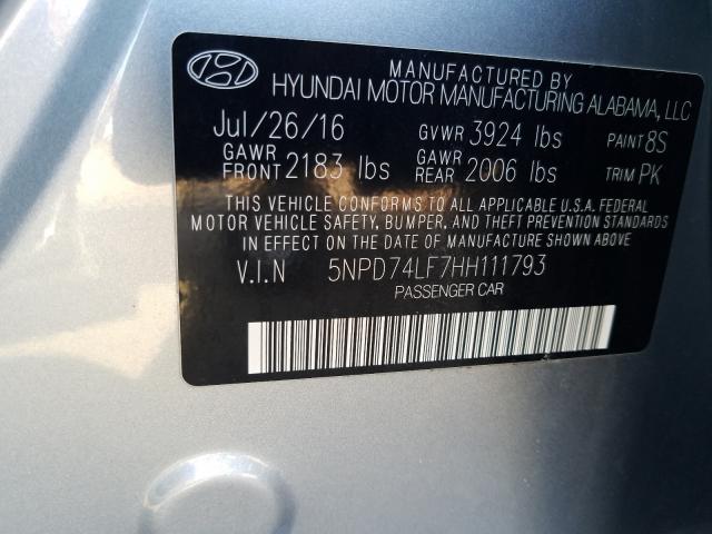 Photo 9 VIN: 5NPD74LF7HH111793 - HYUNDAI ELANTRA SE 