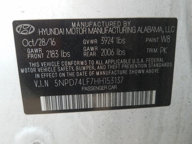 Photo 9 VIN: 5NPD74LF7HH153137 - HYUNDAI ELANTRA SE 