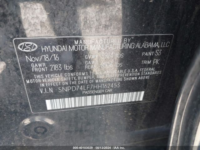 Photo 8 VIN: 5NPD74LF7HH162453 - HYUNDAI ELANTRA 