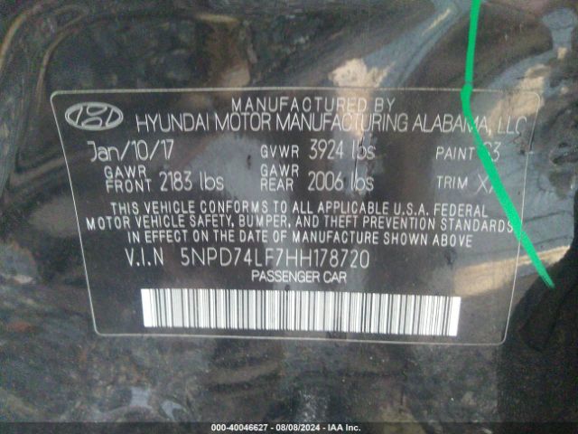 Photo 8 VIN: 5NPD74LF7HH178720 - HYUNDAI ELANTRA 