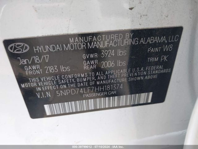 Photo 8 VIN: 5NPD74LF7HH181374 - HYUNDAI ELANTRA 