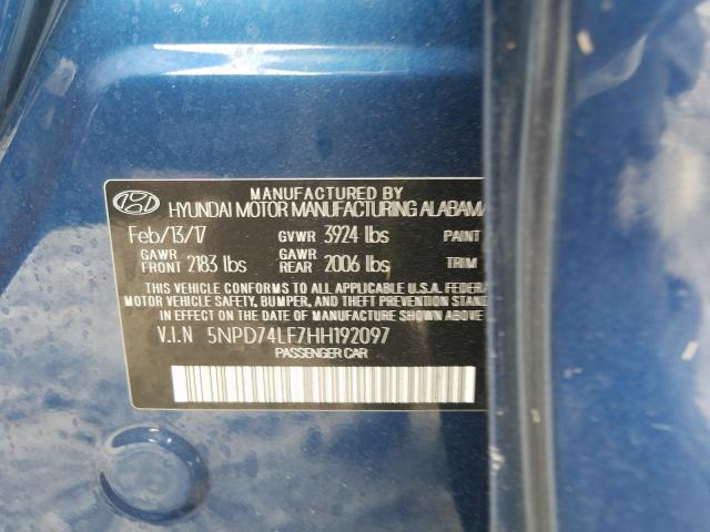 Photo 9 VIN: 5NPD74LF7HH192097 - HYUNDAI ELANTRA SE 