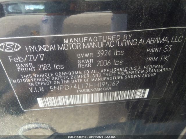 Photo 8 VIN: 5NPD74LF7HH195162 - HYUNDAI ELANTRA 