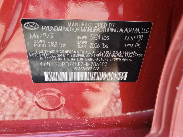 Photo 11 VIN: 5NPD74LF7HH206502 - HYUNDAI ELANTRA SE 