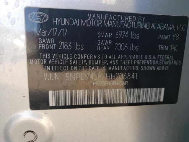 Photo 12 VIN: 5NPD74LF7HH206841 - HYUNDAI ELANTRA SE 