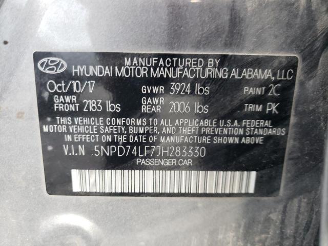 Photo 9 VIN: 5NPD74LF7JH283330 - HYUNDAI ELANTRA SE 