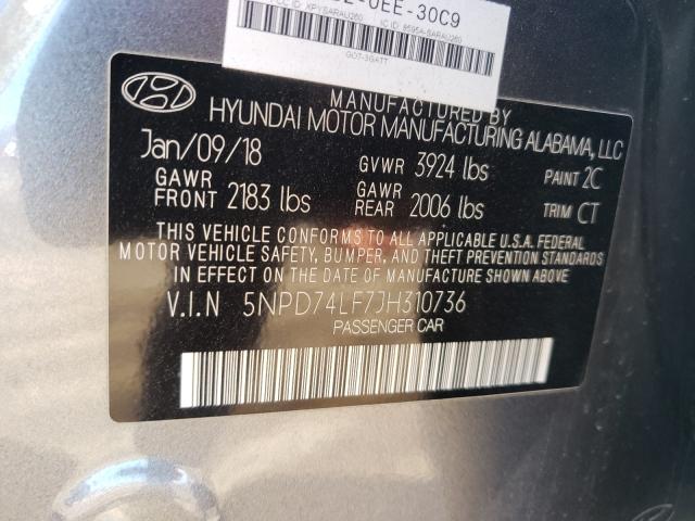 Photo 9 VIN: 5NPD74LF7JH310736 - HYUNDAI ELANTRA SE 