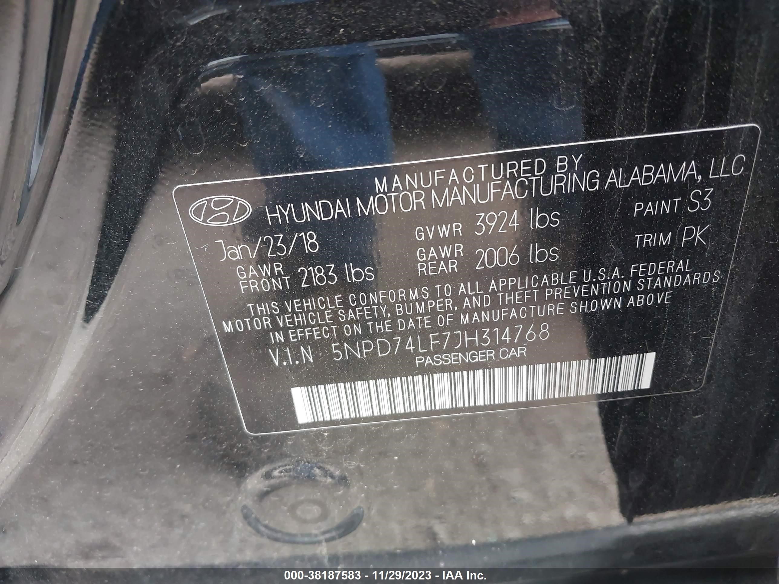 Photo 8 VIN: 5NPD74LF7JH314768 - HYUNDAI ELANTRA 